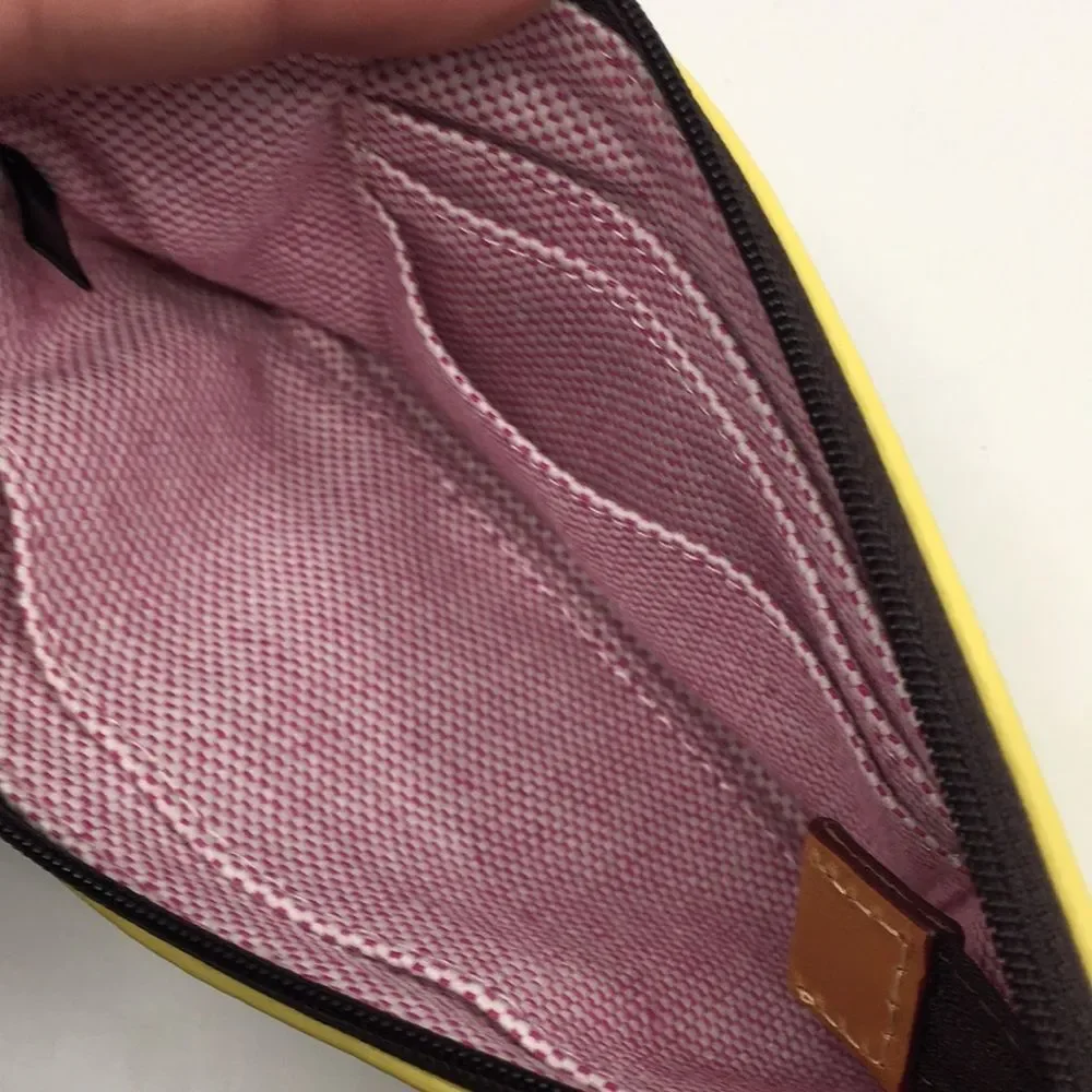 DOONEY & BOURKE Tech Top Yellow Leather Double Zip Pouch Wallet